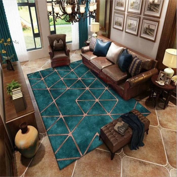 Nordic Golden Lines Area Rug - Stylish Rectangle Decor