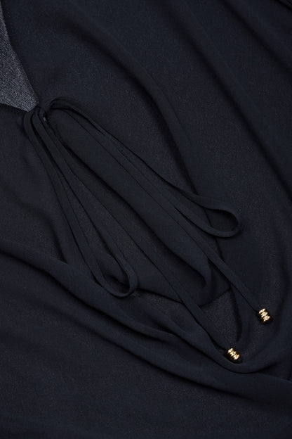 Cowl-Neck Mini Dress in Black