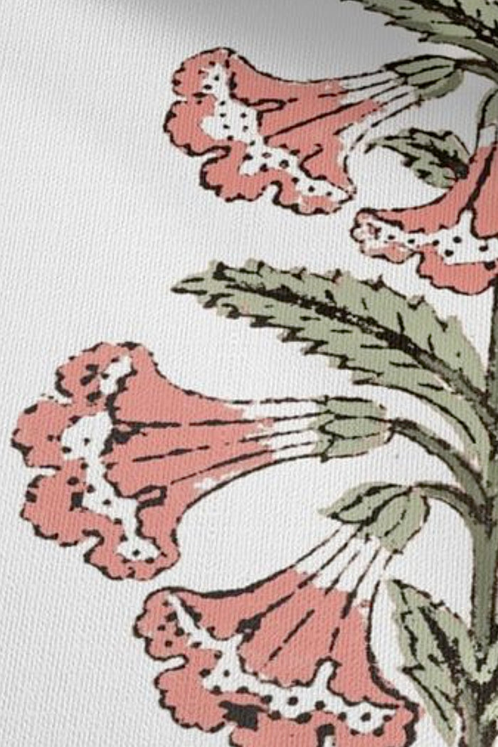 Peachy Pink and Sage Petunia Block Printed Canvas Pillow Cover: Available in 10 Sizes - Annabel Bleu