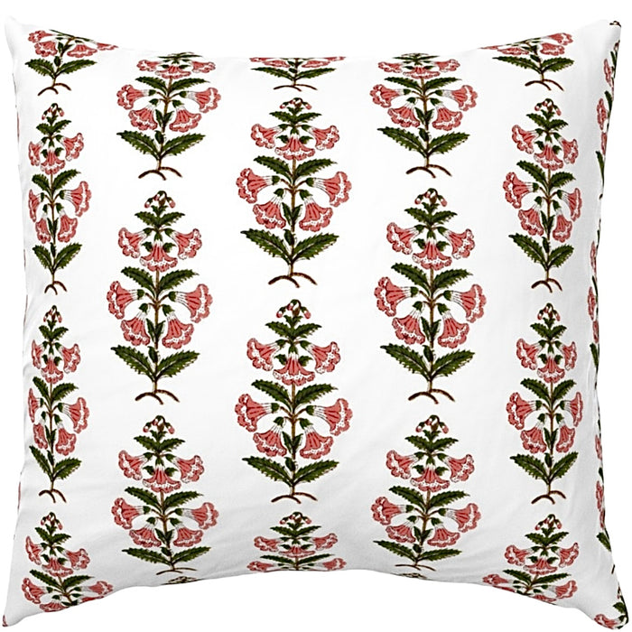 22x22 / Coral Pink with Dark Green Leaves