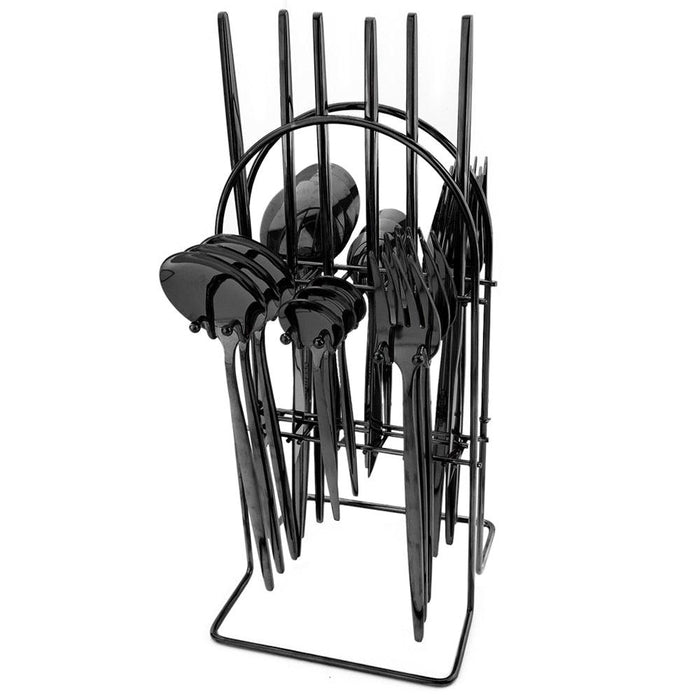 Personalized Luxury Dining Cutlery Set with Golden Rack - Knife, Fork, and Spoon Flatware