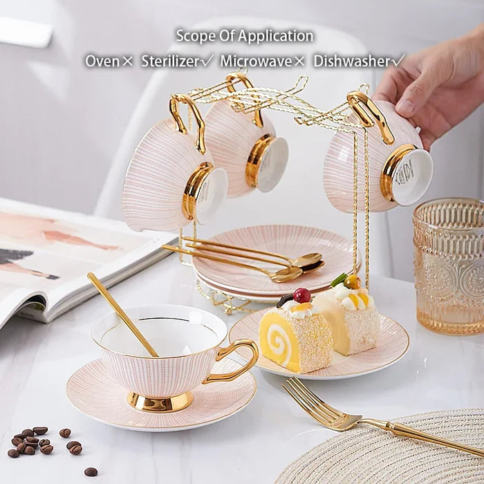 Regal Finery: Elegant Porcelain Tea Cup Set