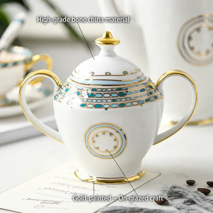 Royal Affair: Gold-Painted Noble Pattern Ceramic Coffee & Tea Set