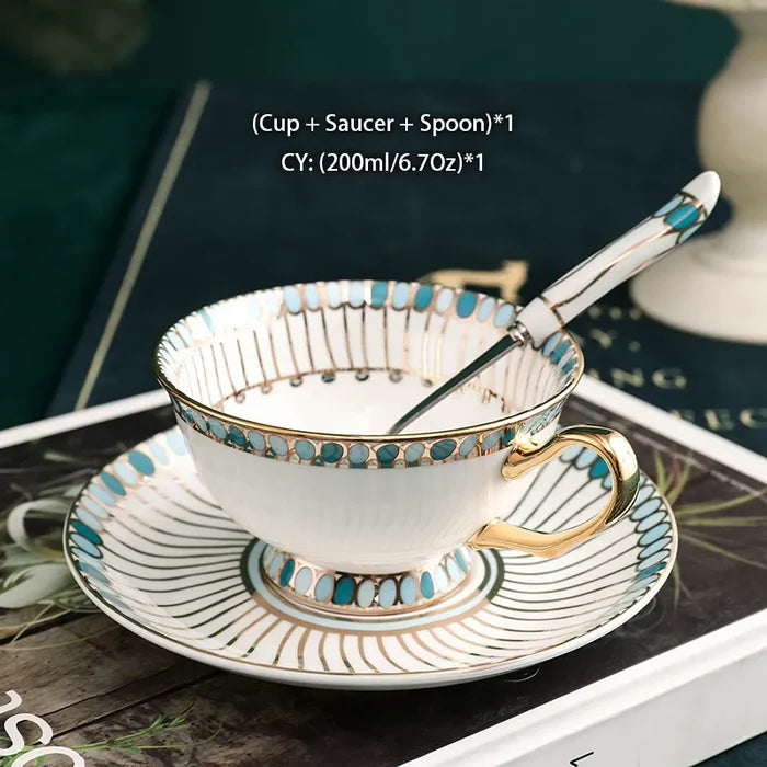 Royal Affair: Gold-Painted Noble Pattern Ceramic Coffee & Tea Set