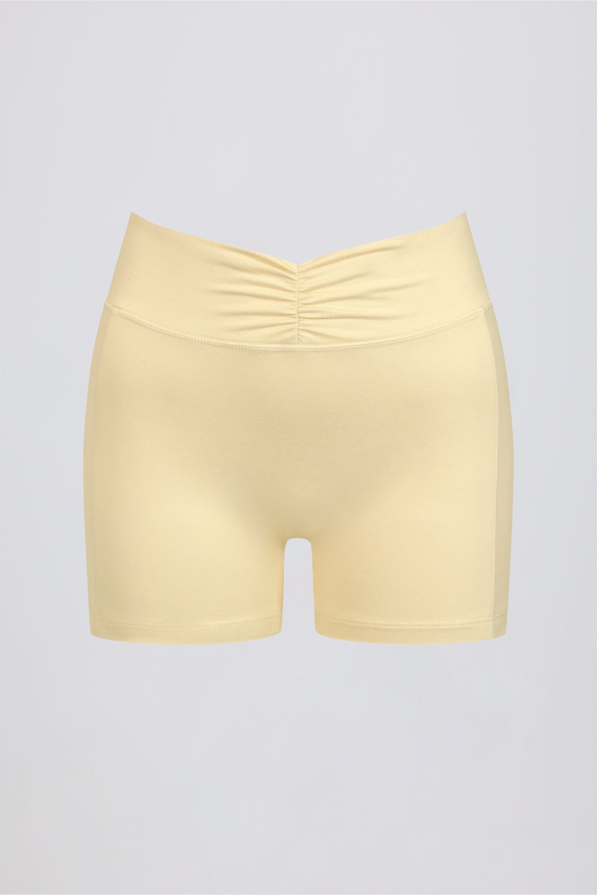 Ruched Mini Shorts in Lemon Marl