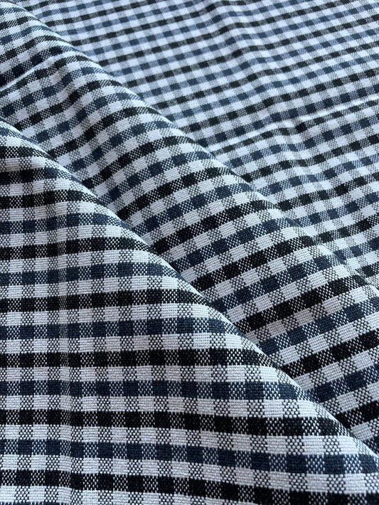 Sale: 1 yard of Black and Navy Plaid Upholstery Fabric / Performance Home Decor Fabric - Annabel Bleu