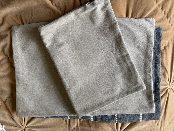 Sale: 12x18 Pillow Cover Beige or Grey Striped - Annabel Bleu