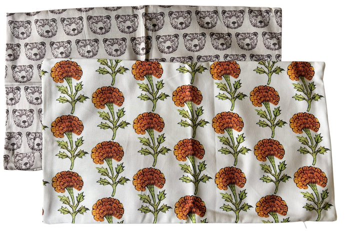 Sale: 12x21 Block Printed Pillow Cover - Annabel Bleu