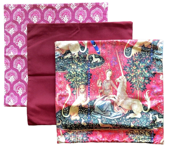 Sale: 18x18 Pink and Red Pillow Covers / Wholesale Decorative Pillow Cover - Annabel Bleu