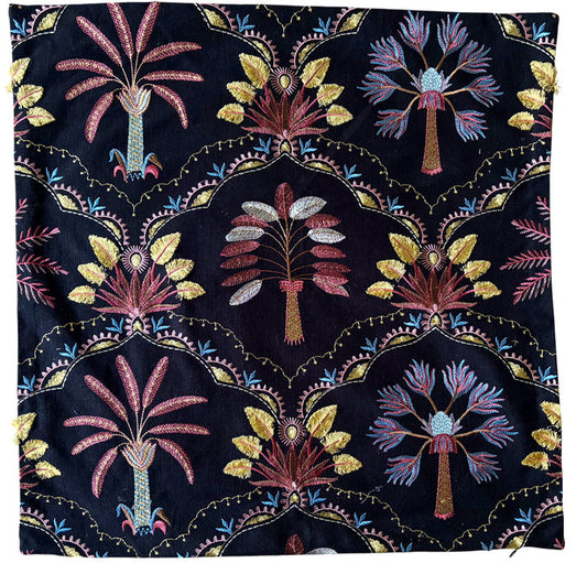 Sale: 24x24 Black Embroidered Pillow Cover - Annabel Bleu