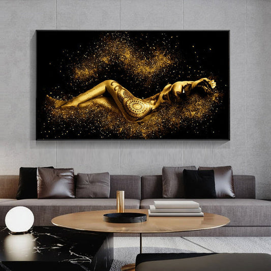Sensual Abstractions: Black and Gold Female Body Figures