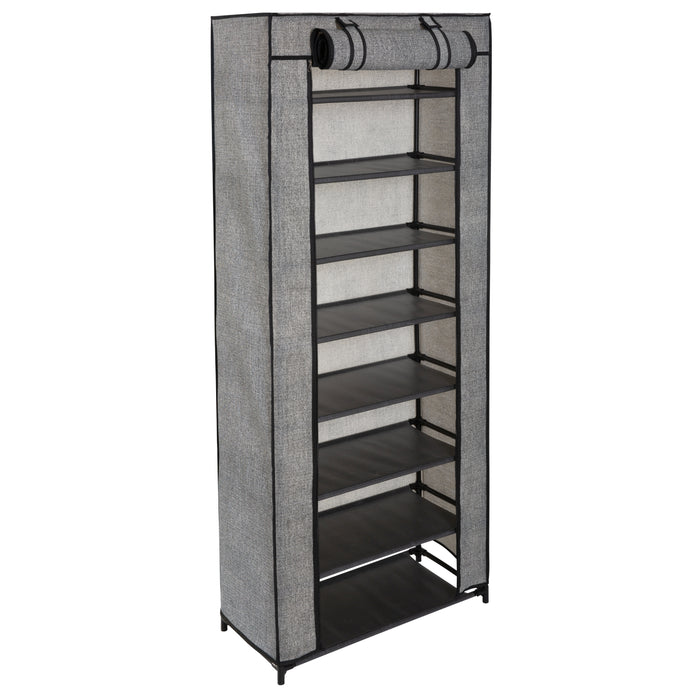 Simplify 8 Tier Shoe Organizer with Cover-Black