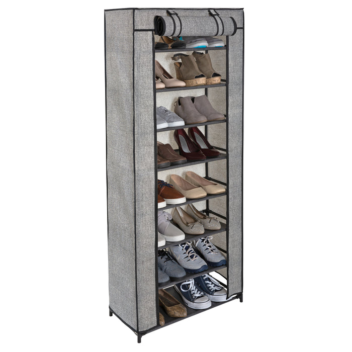 Simplify 8 Tier Shoe Organizer with Cover-Black