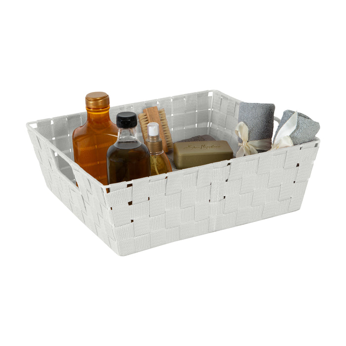 Simplify Large 13" Woven Strap Storage Bin-Heather Gray