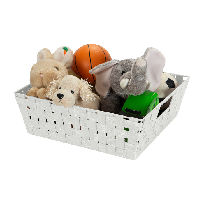 Simplify Large 13" Woven Strap Storage Bin-Heather Gray
