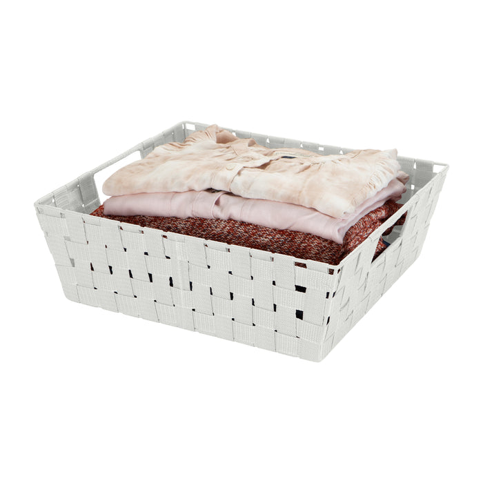 Simplify Large 13" Woven Strap Storage Bin-Heather Gray