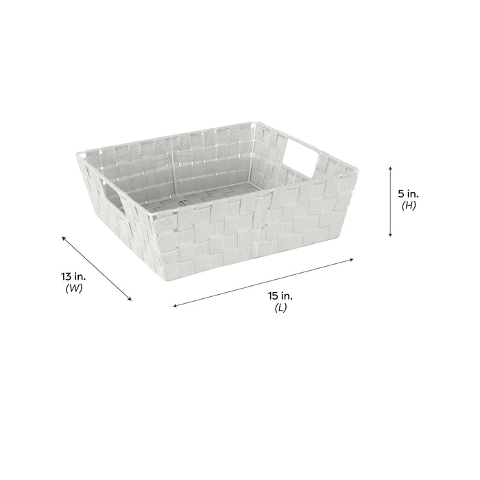 Simplify Large 13" Woven Strap Storage Bin-Heather Gray