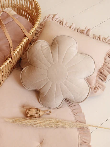 Soft Velvet Cushion with Frill Latte