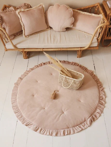 Soft Velvet Cushion with Frill Latte