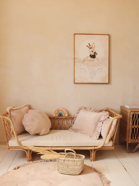 Soft Velvet Cushion with Frill Latte