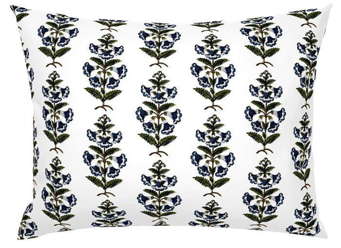 16x24 Oversized Lumbar / Navy Blue with Dark Olive Leaves