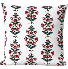 Spruce Berry Petunia Block Printed Canvas Pillow Cover: Available in 10 Sizes - Annabel Bleu