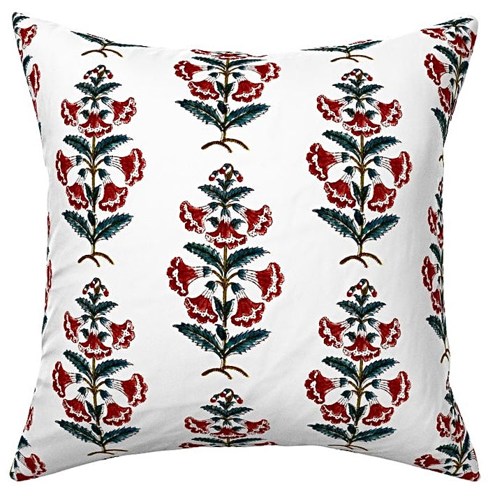 Spruce Berry Petunia Block Printed Canvas Pillow Cover: Available in 10 Sizes - Annabel Bleu