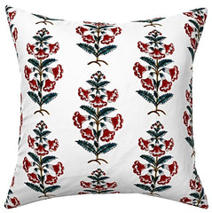 Spruce Berry Petunia Block Printed Canvas Pillow Cover: Available in 10 Sizes - Annabel Bleu