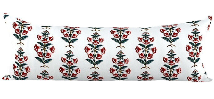 Spruce Berry Petunia Block Printed Canvas Pillow Cover: Available in 10 Sizes - Annabel Bleu