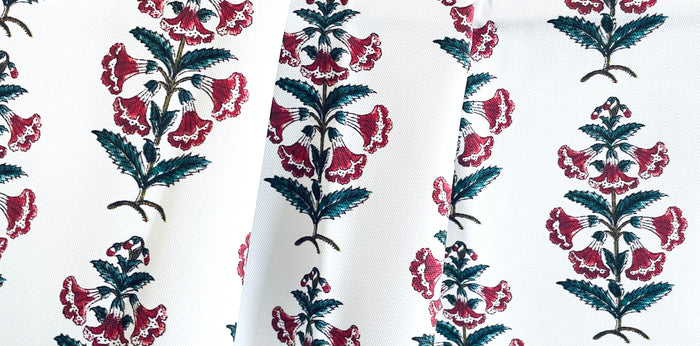 Spruce Berry Petunia Block Printed Canvas Pillow Cover: Available in 10 Sizes - Annabel Bleu