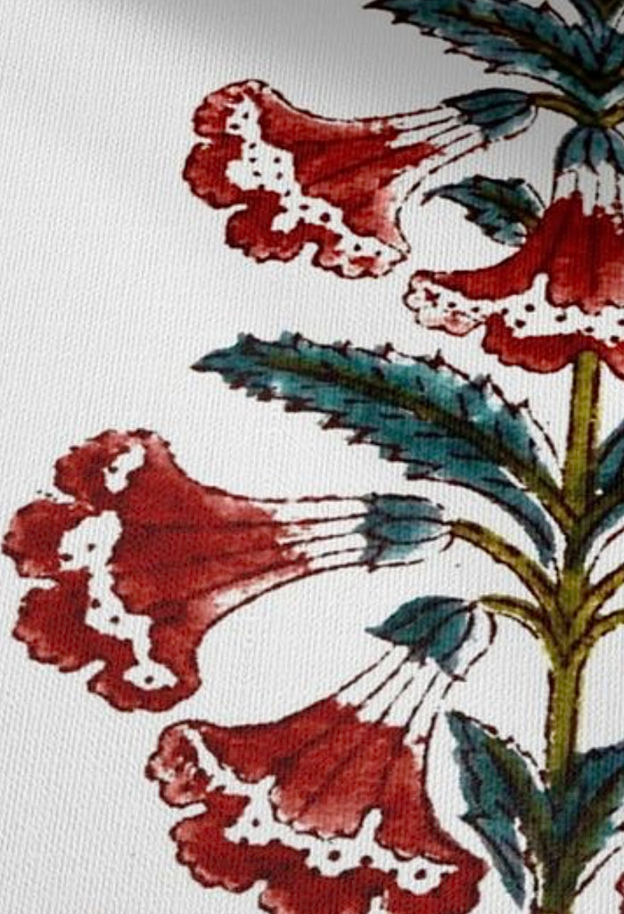 Spruce Berry Petunia Block Printed Canvas Pillow Cover: Available in 10 Sizes - Annabel Bleu