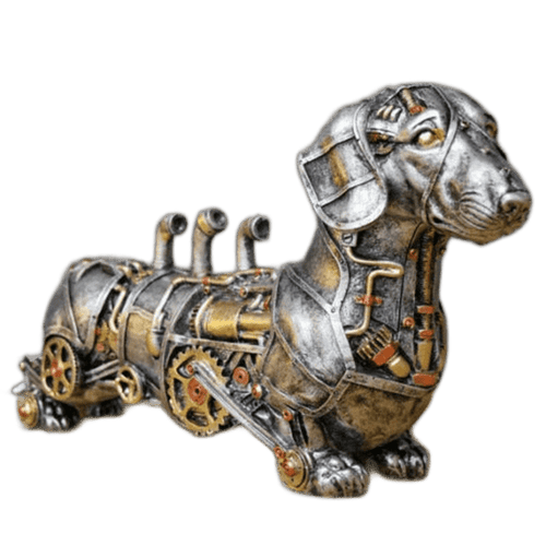 Steampunk Sausage Dog Resin Statue: Unconventional Sculpture Decoration
