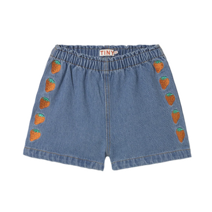 Strawberries Woven Short Light Blue Denim