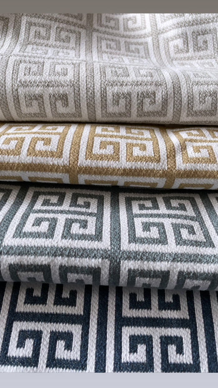 Venetian: Greek Key Performance Upholstery Fabric by the Yard - Annabel Bleu