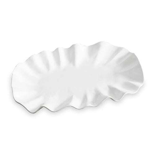 Beatriz Ball Vida Bloom Large Oval Platter — White oval floral platter isolated on white
