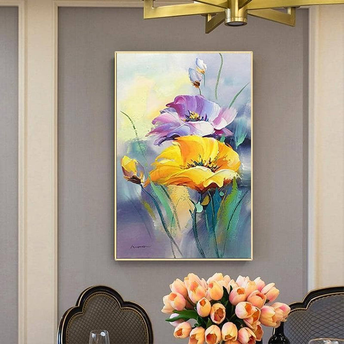 Whimsical Flowers At Spring Canvas Art - Vibrant & Playful Wall Decor