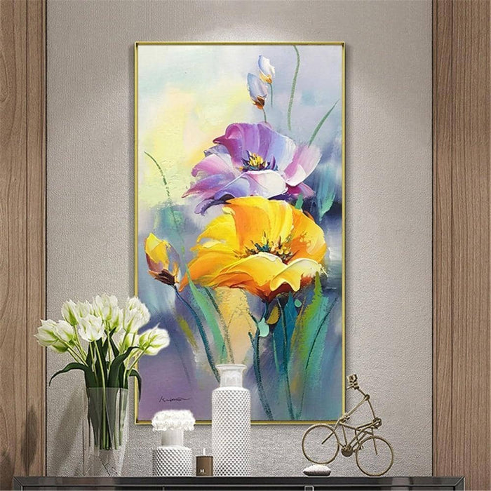 Whimsical Flowers At Spring Canvas Art - Vibrant & Playful Wall Decor