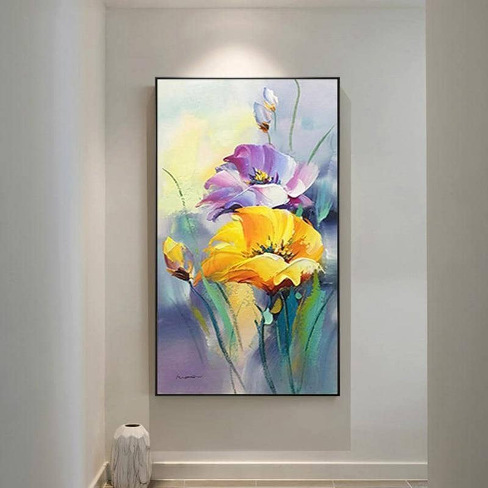 Whimsical Flowers At Spring Canvas Art - Vibrant & Playful Wall Decor