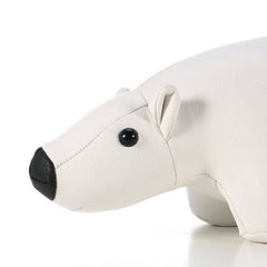 White Bear Leather Door Stopper - Cute & Stylish Kids Bedroom Accessory
