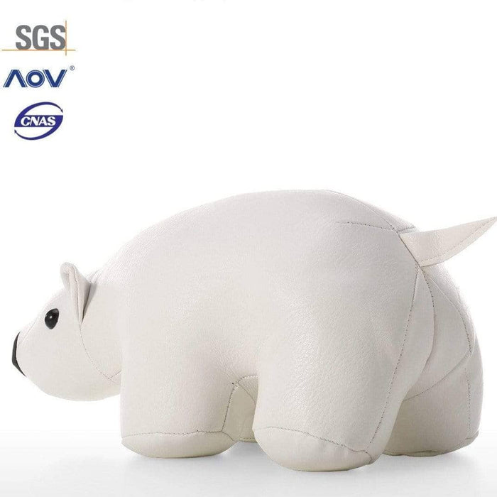 White Bear Leather Door Stopper - Cute & Stylish Kids Bedroom Accessory